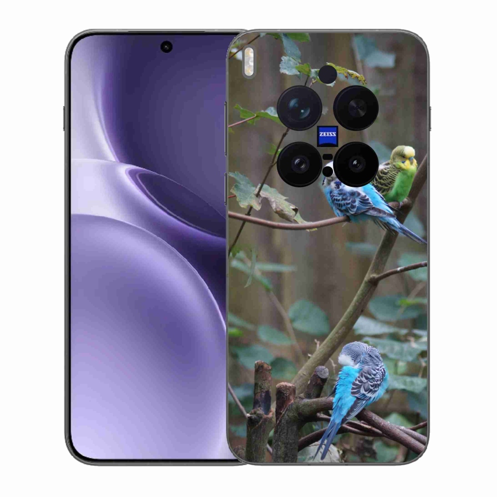 Gelový kryt mmCase na Vivo X300 Pro 5G - papoušci na větvi