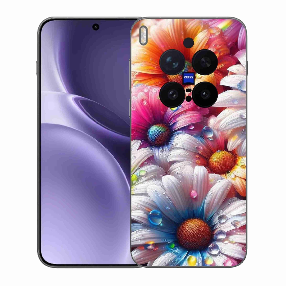 Gelový kryt mmCase na Vivo X300 Pro - barevné kopretiny