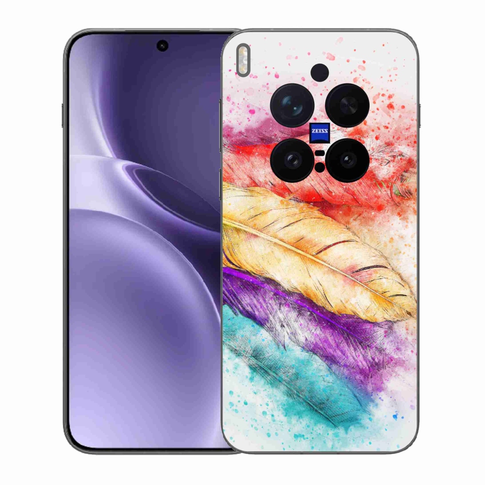 Gelový kryt mmCase na Vivo X300 Pro - barevné peří