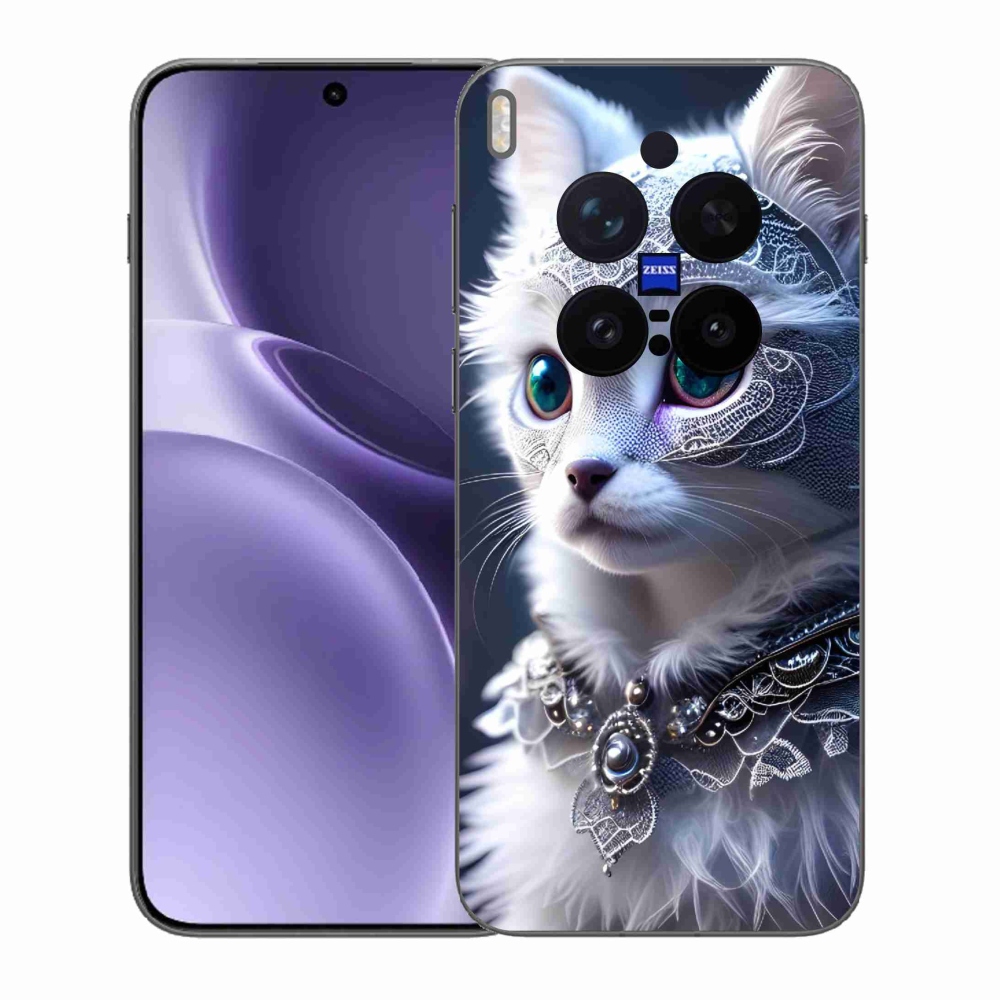 Gelový kryt mmCase na Vivo X300 Pro - bílá kočka