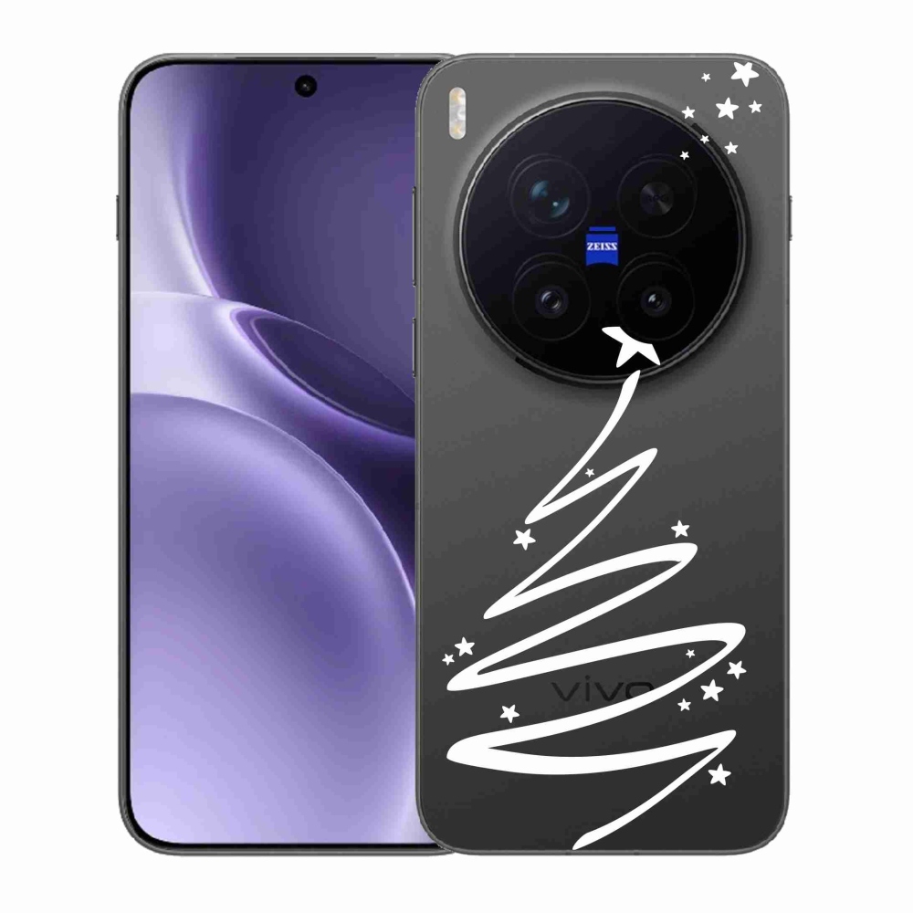 Gelový kryt mmCase na Vivo X300 Pro - bílý stromeček na průhledném pozadí