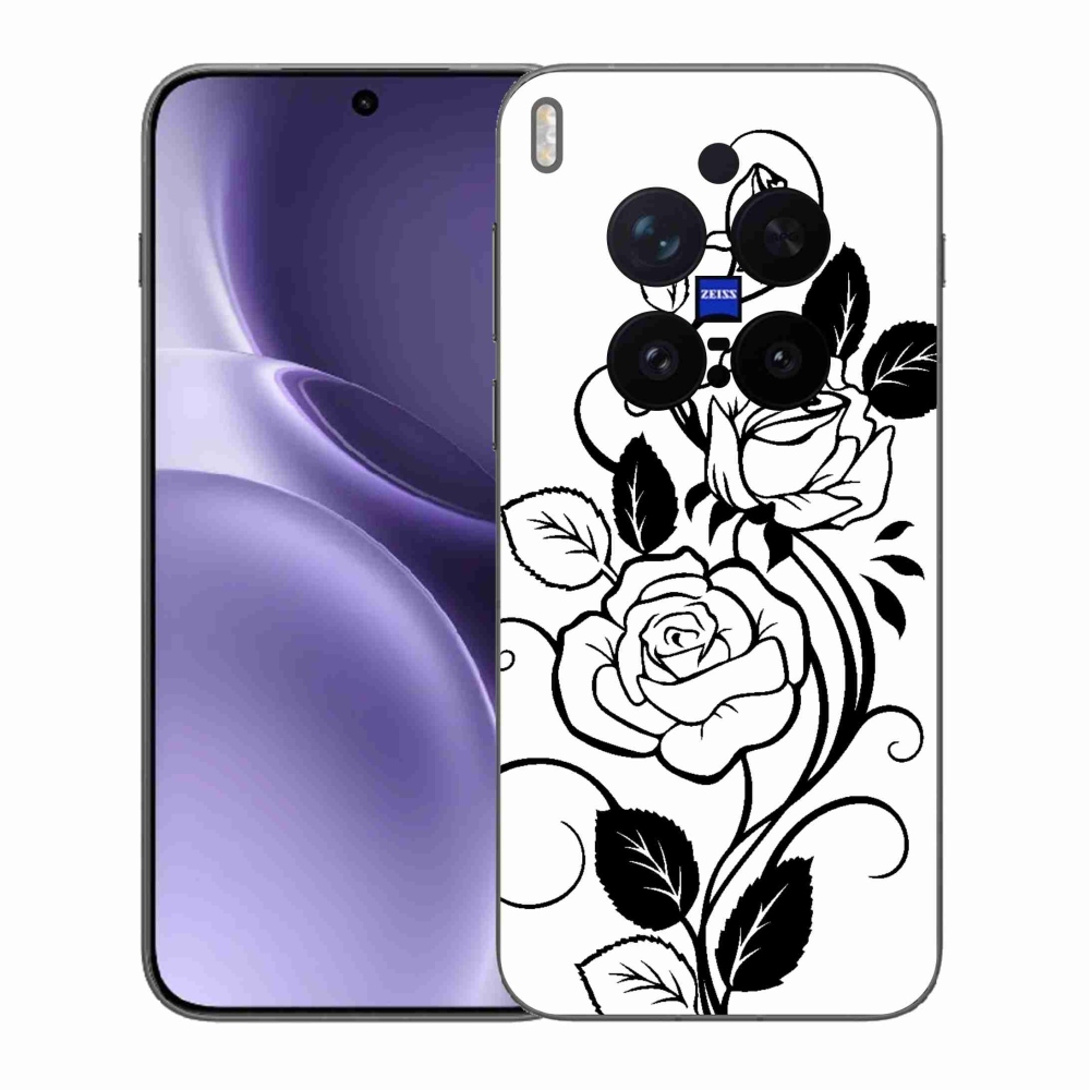 Gelový kryt mmCase na Vivo X300 Pro - černobílá růže