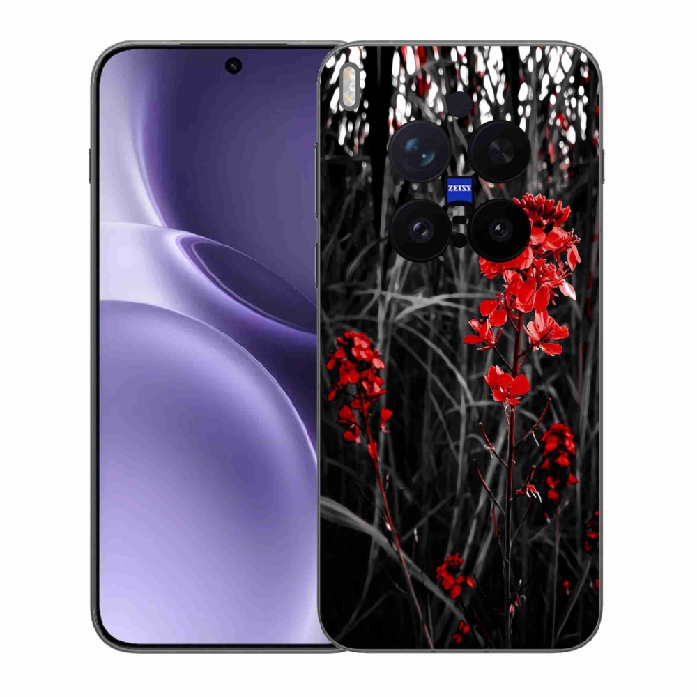 Gelový kryt mmCase na Vivo X300 Pro - červená rostlina