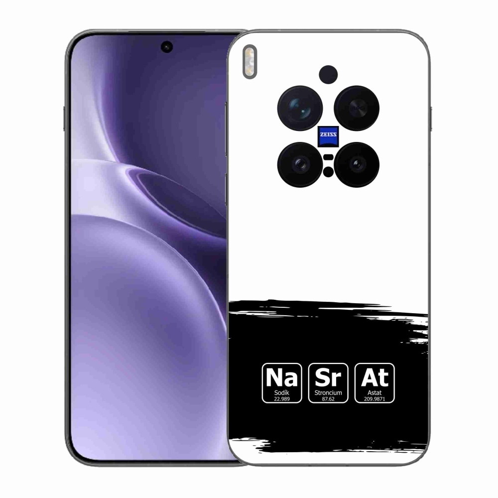 Gelový kryt mmCase na Vivo X300 Pro - chemické prvky černobílé pozadí