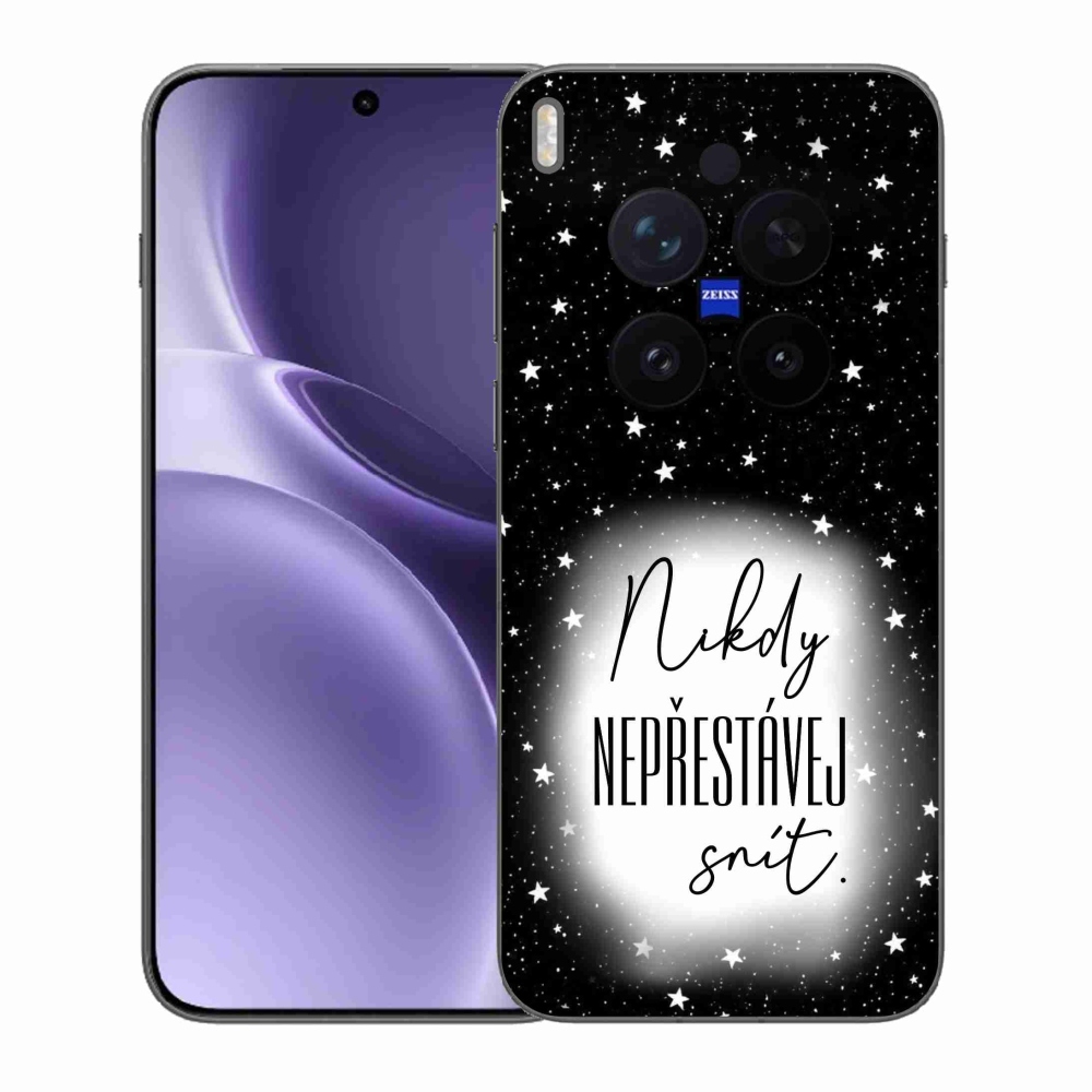 Gelový kryt mmCase na Vivo X300 Pro - citát 1 bíločerné pozadí