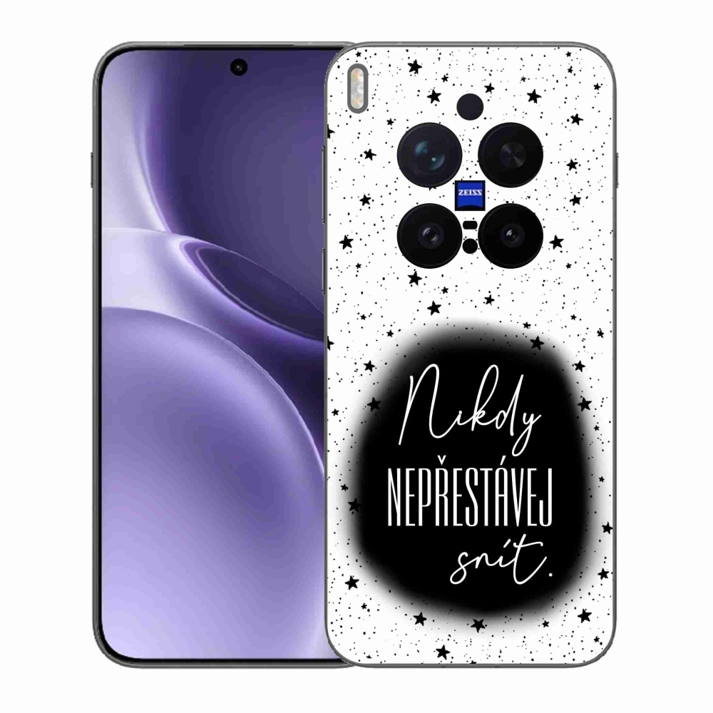 Gelový kryt mmCase na Vivo X300 Pro - citát 1 černobílé pozadí