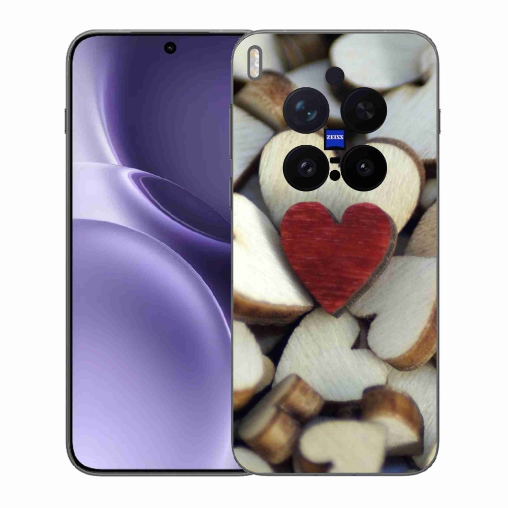 Gelový kryt mmCase na Vivo X300 Pro - gravírované červené srdce 