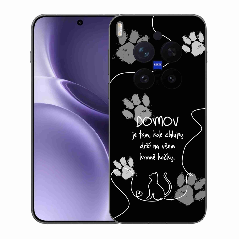 Gelový kryt mmCase na Vivo X300 Pro - kočičí motiv černé pozadí