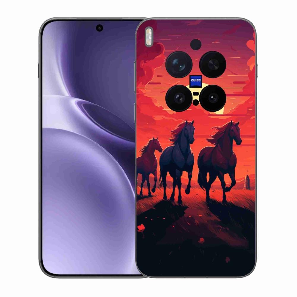 Gelový kryt mmCase na Vivo X300 Pro - koně a západ slunce