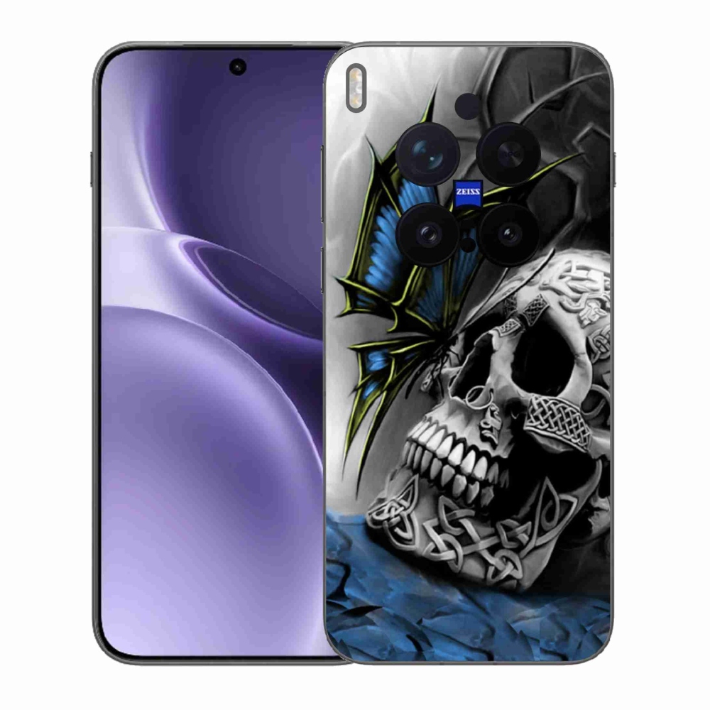 Gelový kryt mmCase na Vivo X300 Pro - motýl a lebka