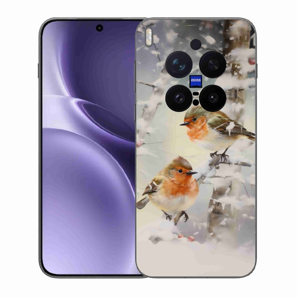 Gelový kryt mmCase na Vivo X300 Pro - ptáčci v zimě