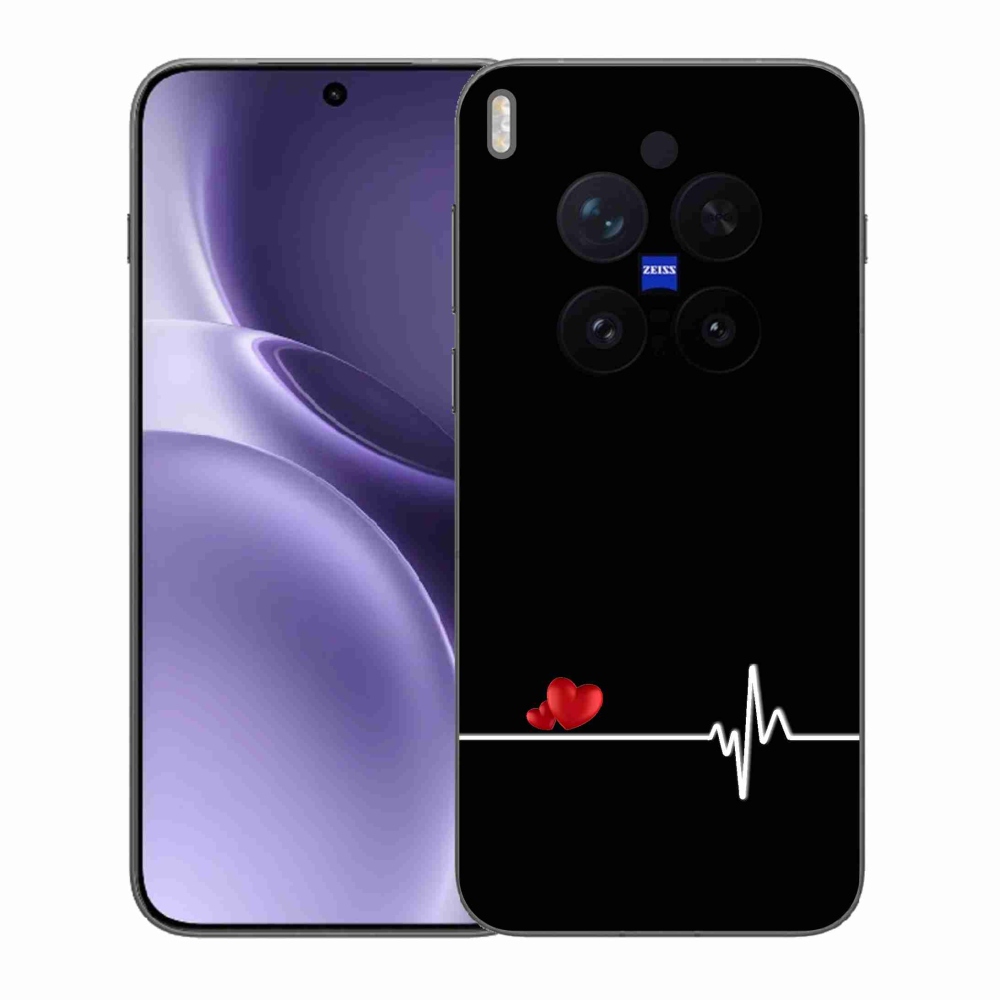 Gelový kryt mmCase na Vivo X300 Pro - srdce a tep černé pozadí