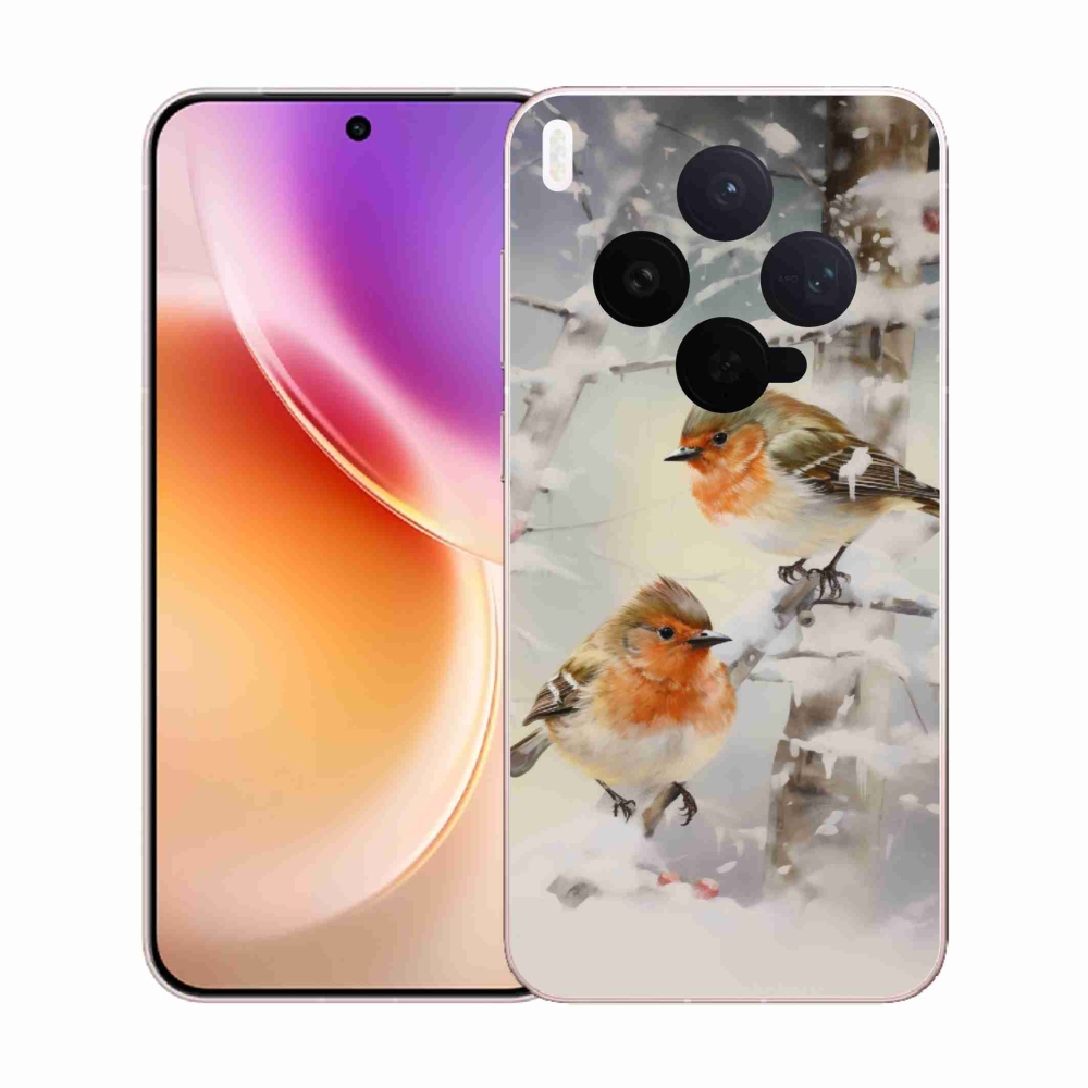 Gelový kryt mmCase na Vivo X300 - ptáčci v zimě
