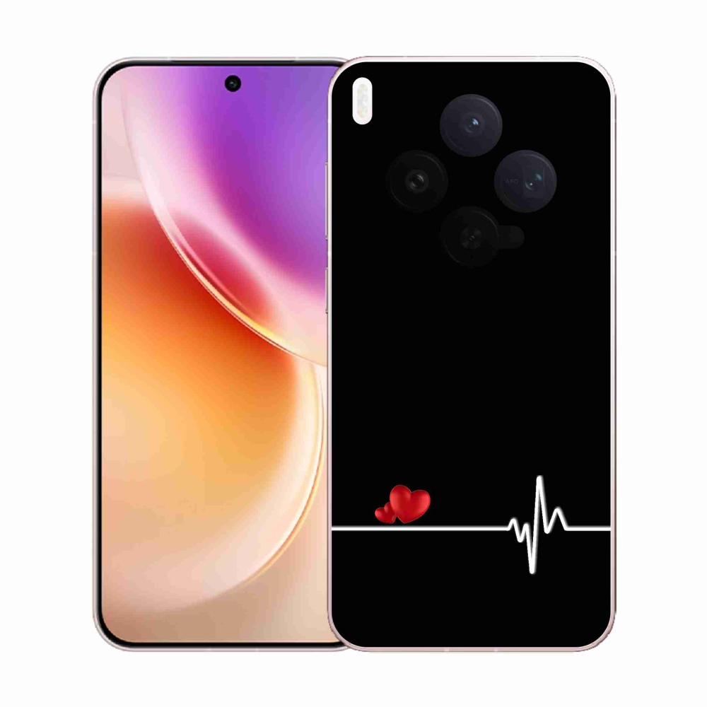 Gelový kryt mmCase na Vivo X300 - srdce a tep černé pozadí