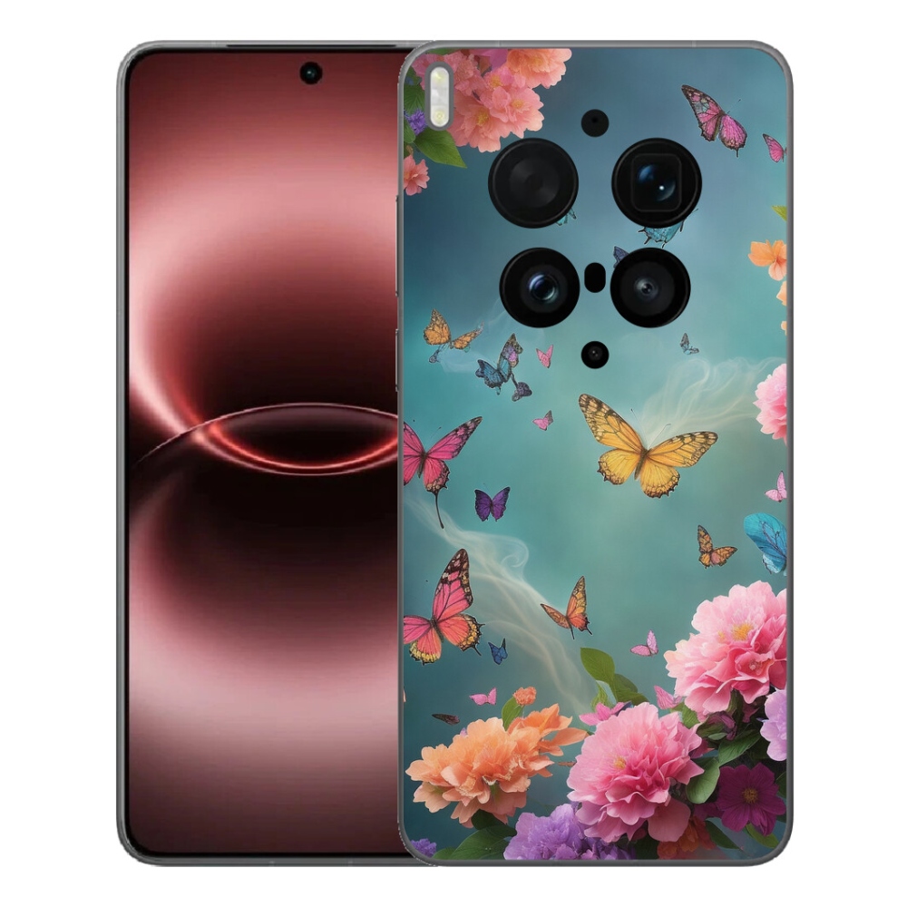Gelový kryt mmCase na Vivo X300 Ultra - barevné květy a motýli