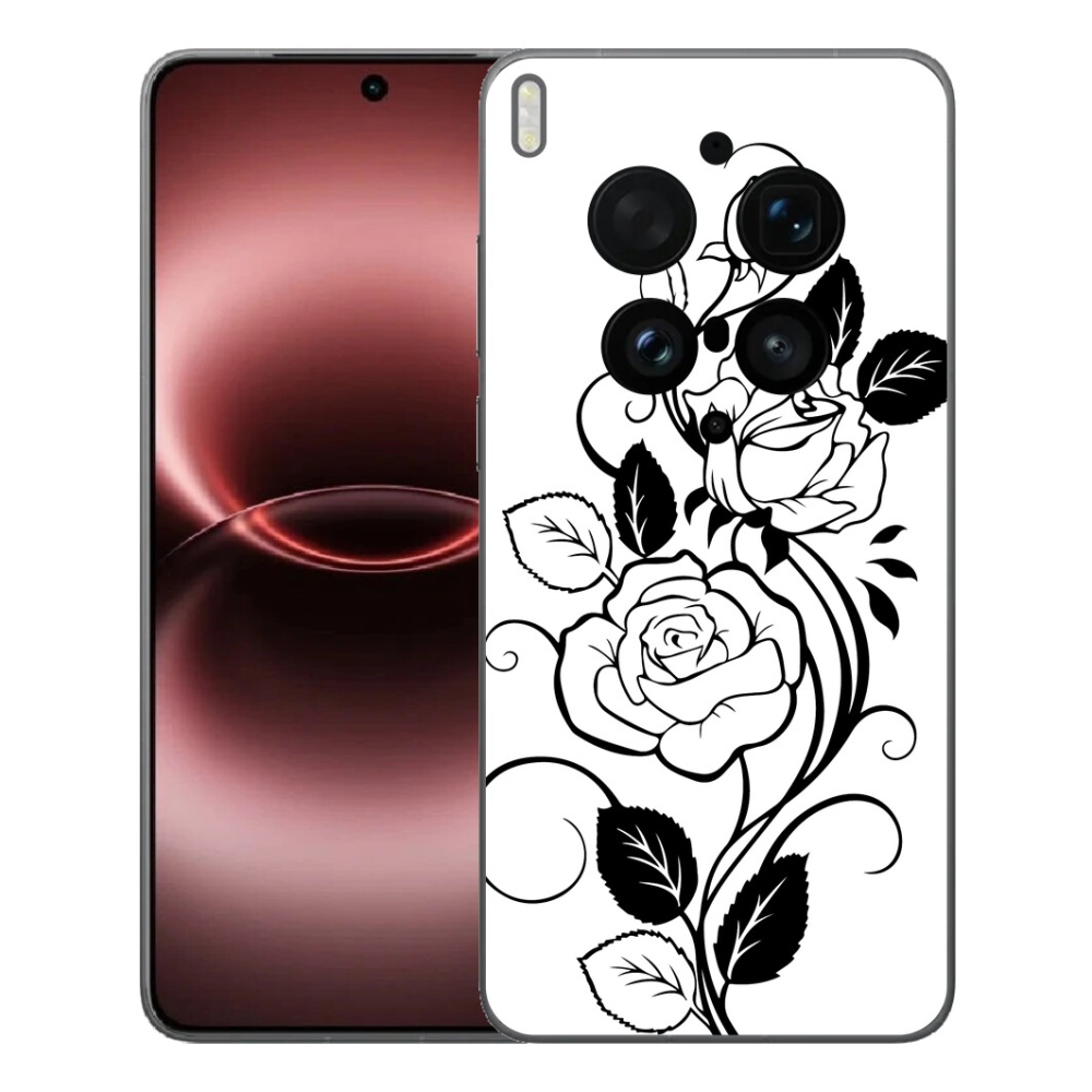 Gelový kryt mmCase na Vivo X300 Ultra - černobílá růže