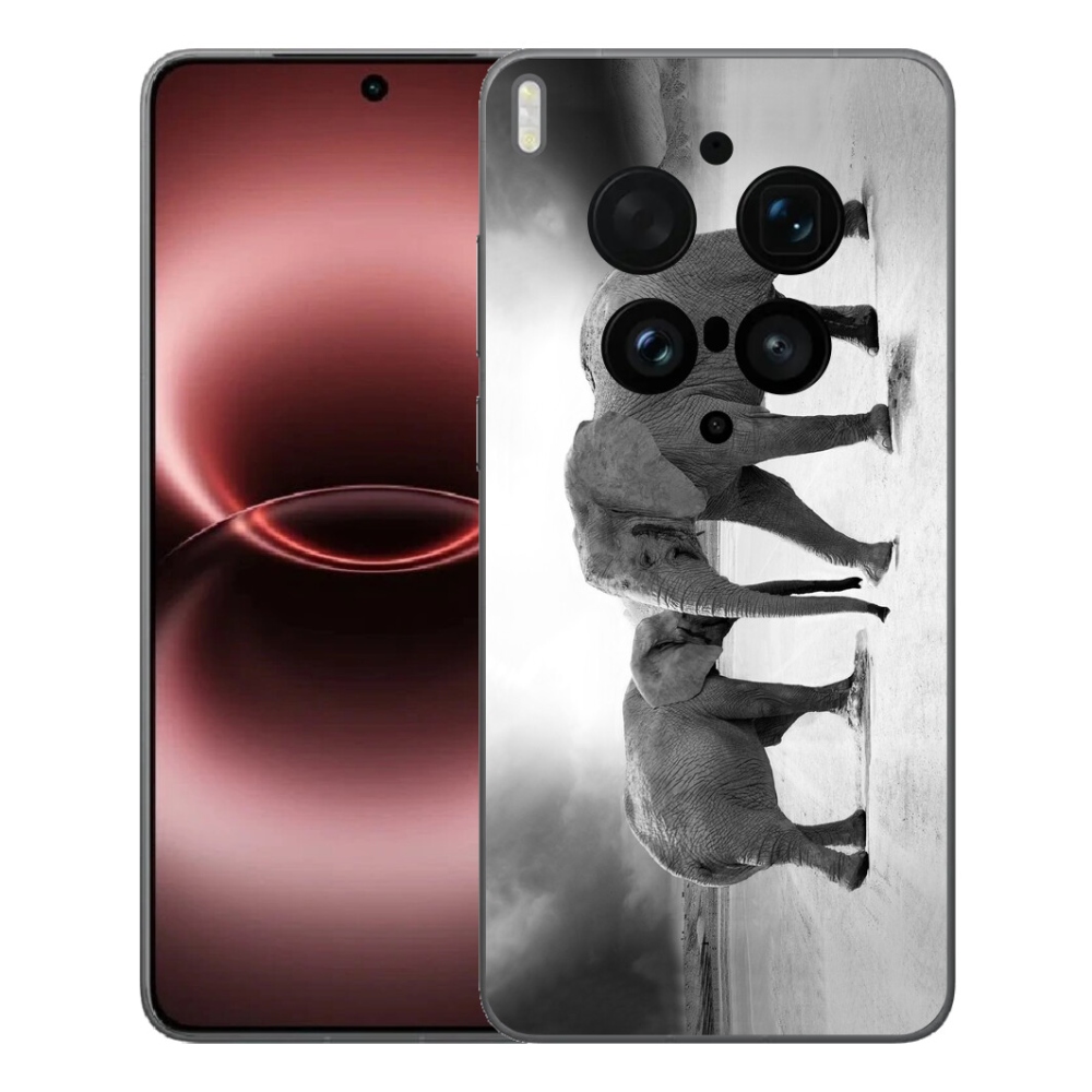 Gelový kryt mmCase na Vivo X300 Ultra - černobílí sloni