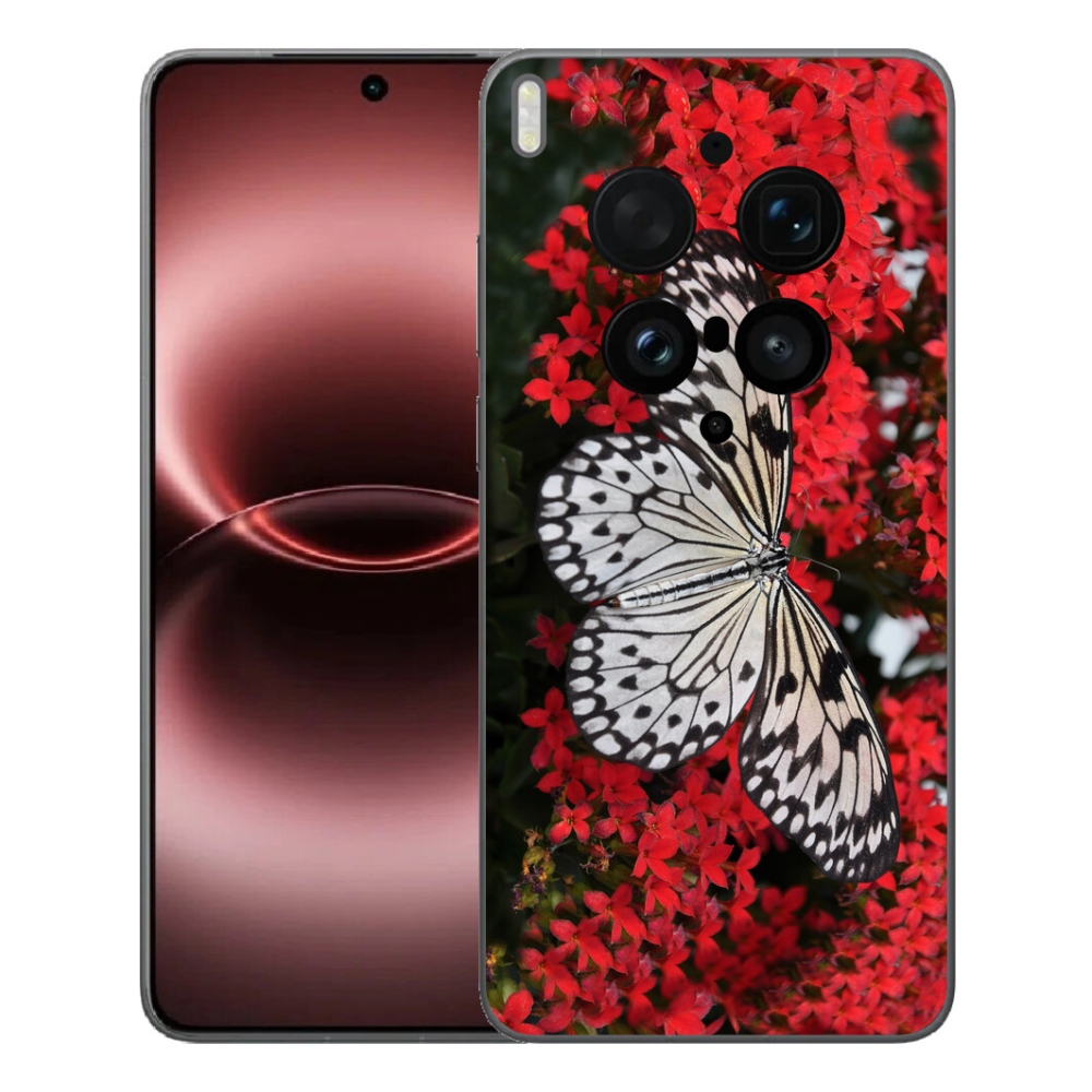 Gelový kryt mmCase na Vivo X300 Ultra - černobílý motýl 1