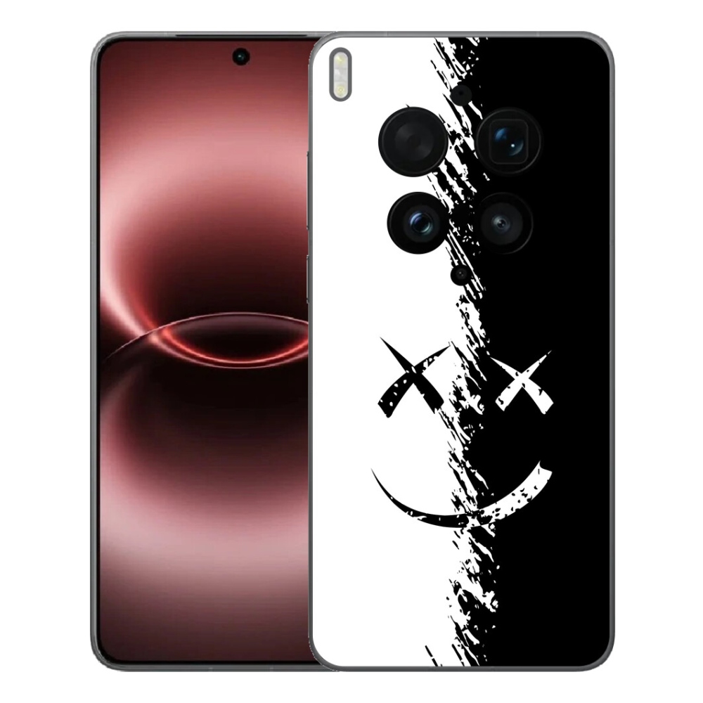 Gelový kryt mmCase na Vivo X300 Ultra - černobílý smajlík