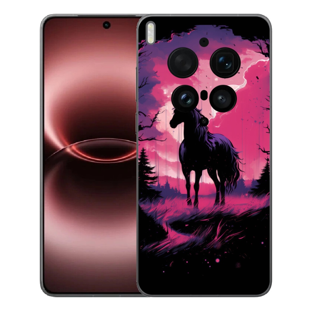 Gelový kryt mmCase na Vivo X300 Ultra - černý kreslený kůň 1