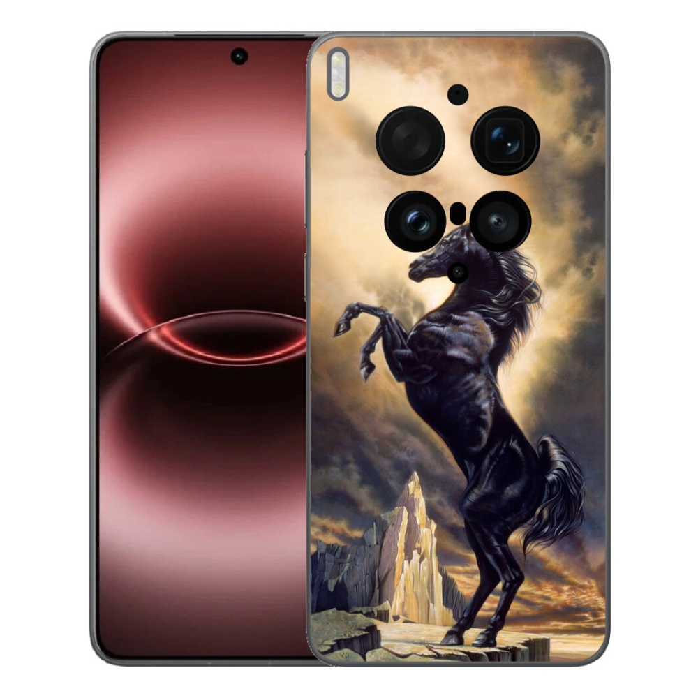 Gelový kryt mmCase na Vivo X300 Ultra - černý kreslený kůň