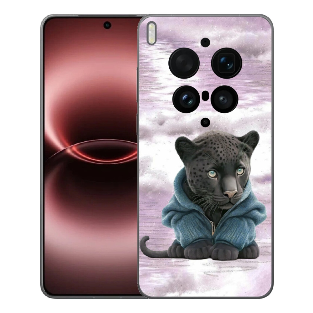 Gelový kryt mmCase na Vivo X300 Ultra - černý panter ve svetru