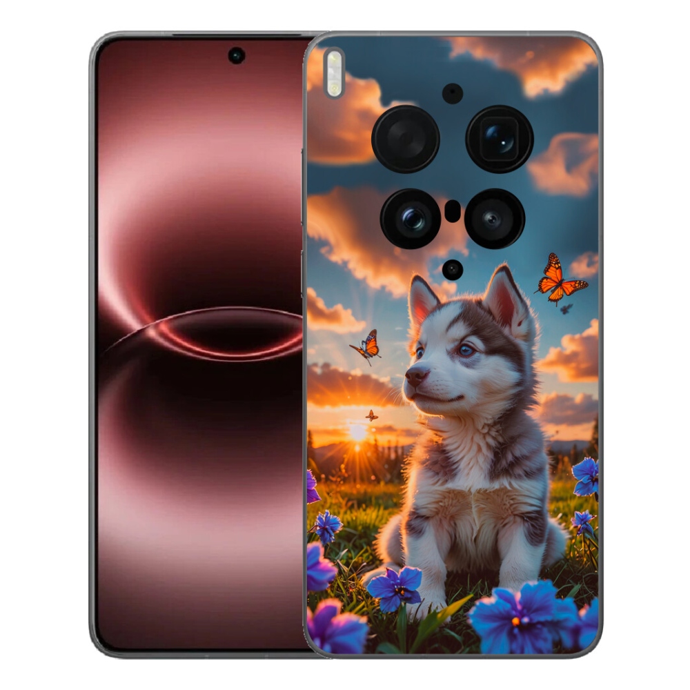 Gelový kryt mmCase na Vivo X300 Ultra - husky při západu slunce
