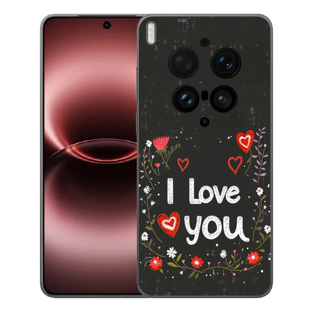 Gelový kryt mmCase na Vivo X300 Ultra - I love you černé pozadí