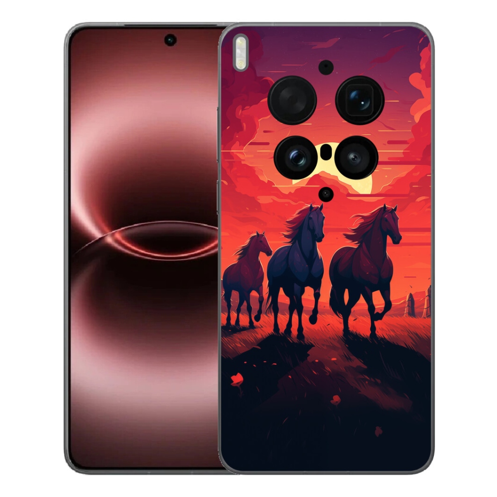 Gelový kryt mmCase na Vivo X300 Ultra - koně a západ slunce