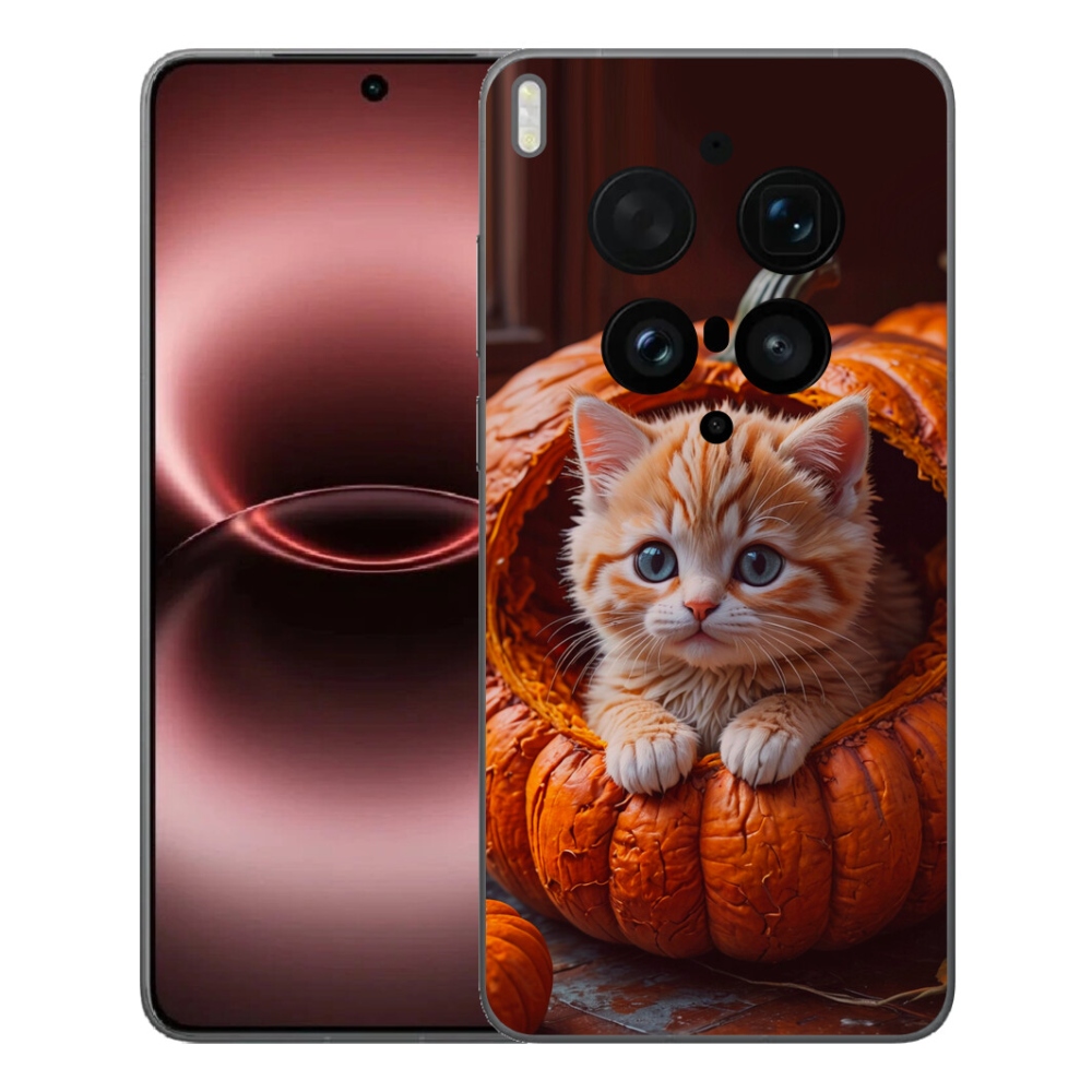 Gelový kryt mmCase na Vivo X300 Ultra - kotě a dýně 2