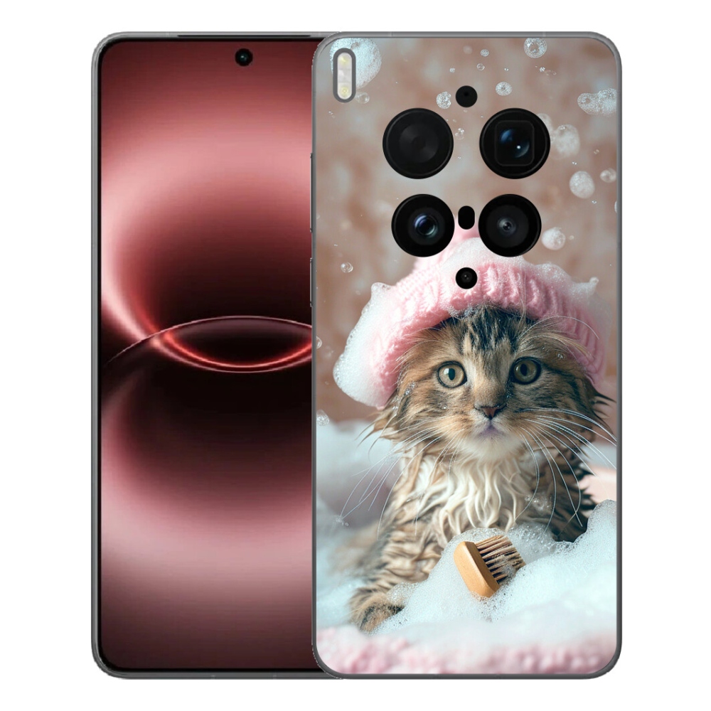 Gelový kryt mmCase na Vivo X300 Ultra - kotě a koupel