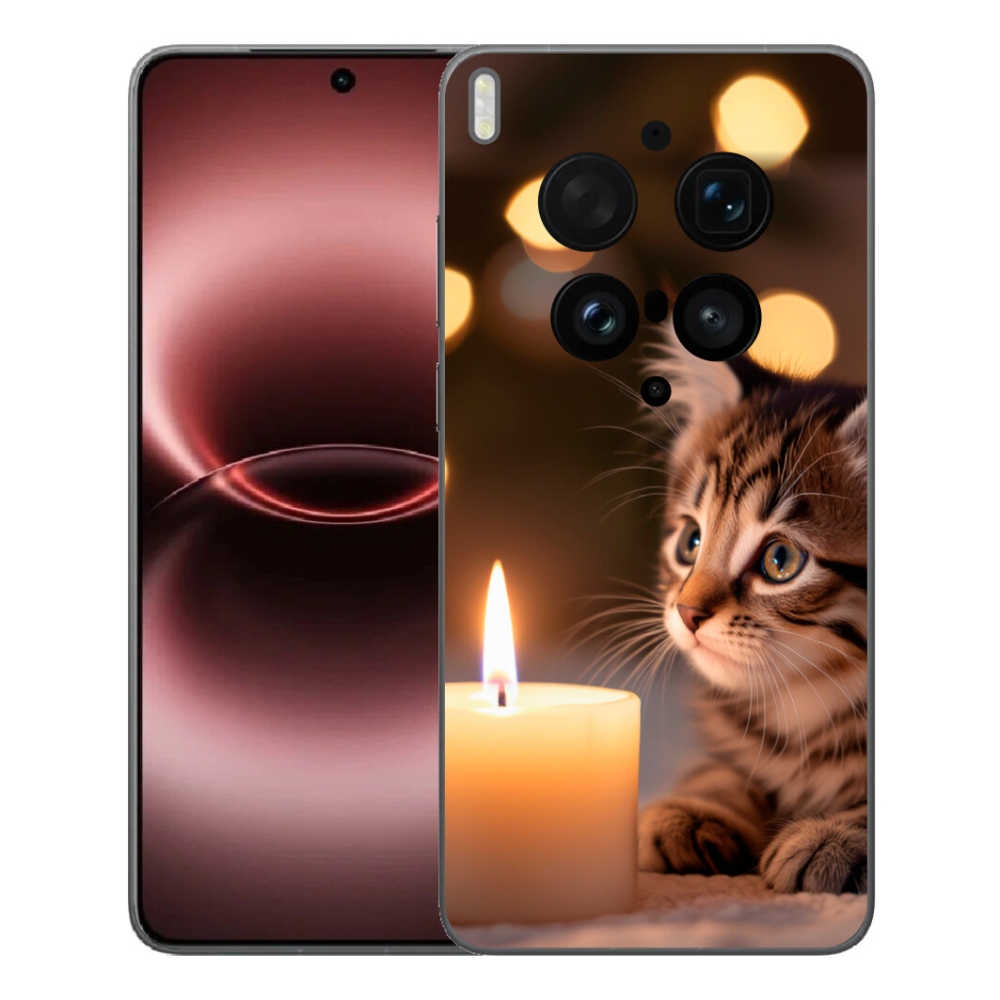 Gelový kryt mmCase na Vivo X300 Ultra - kotě a svíčka