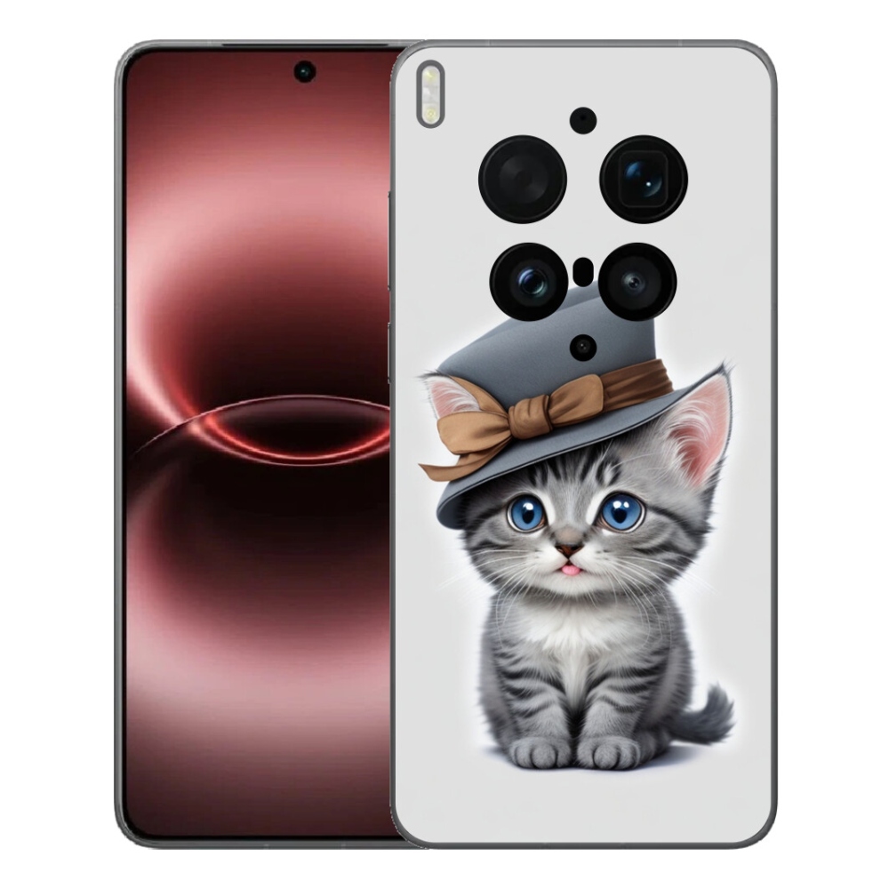 Gelový kryt mmCase na Vivo X300 Ultra - kotě s kloboukem