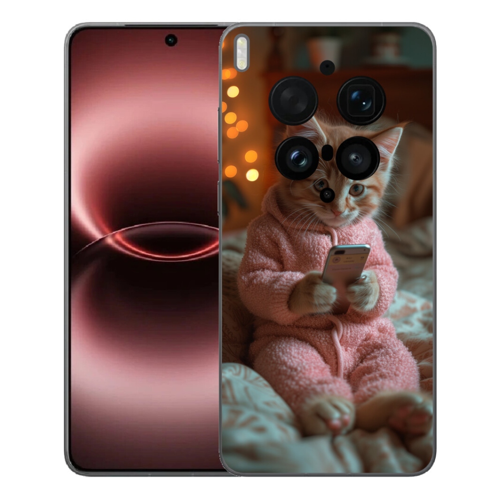 Gelový kryt mmCase na Vivo X300 Ultra - kotě s mobilem
