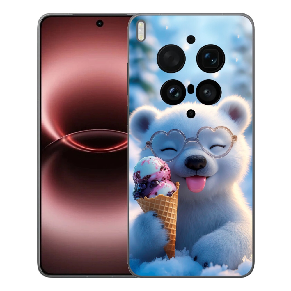 Gelový kryt mmCase na Vivo X300 Ultra - medvídek se zmrzlinou