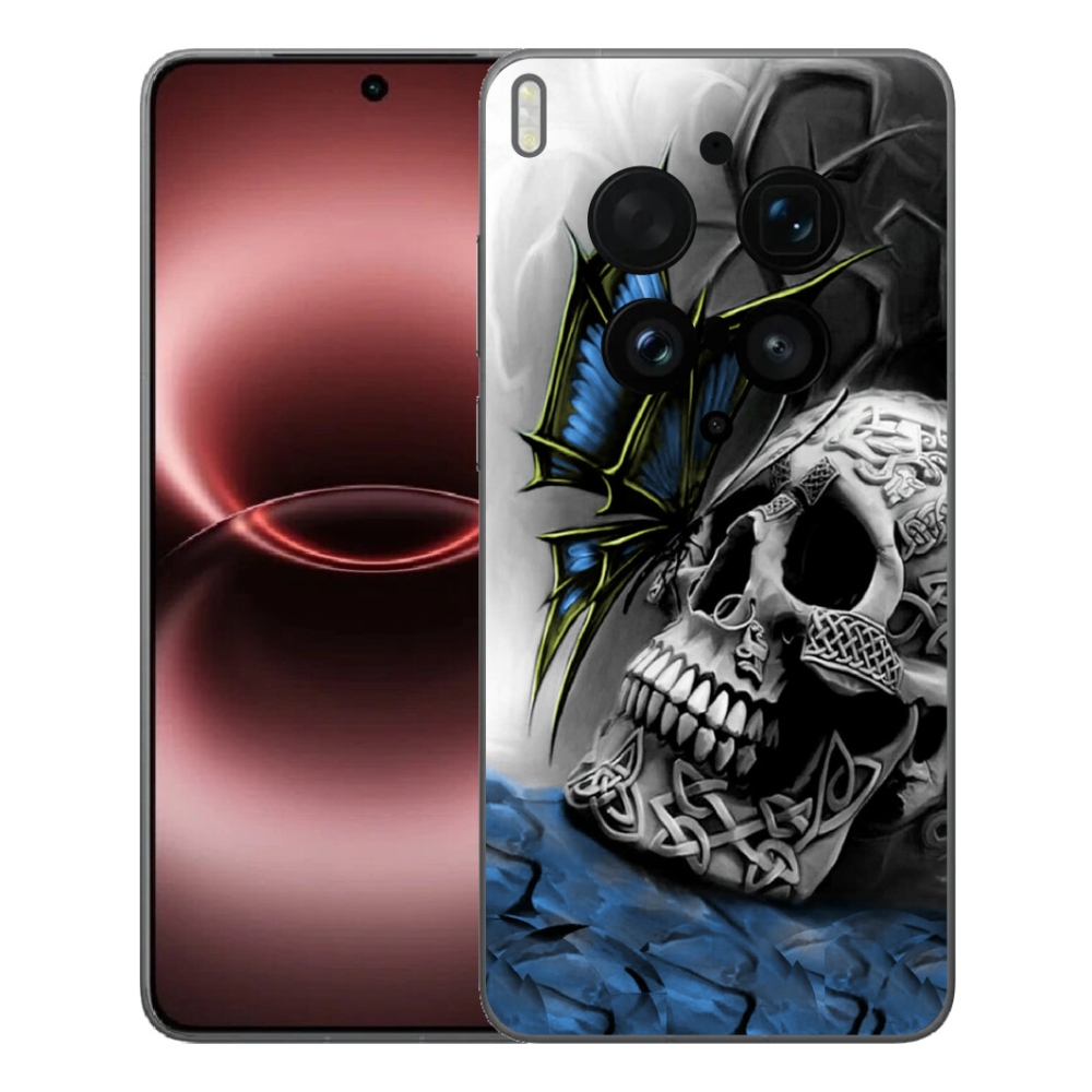 Gelový kryt mmCase na Vivo X300 Ultra - motýl a lebka