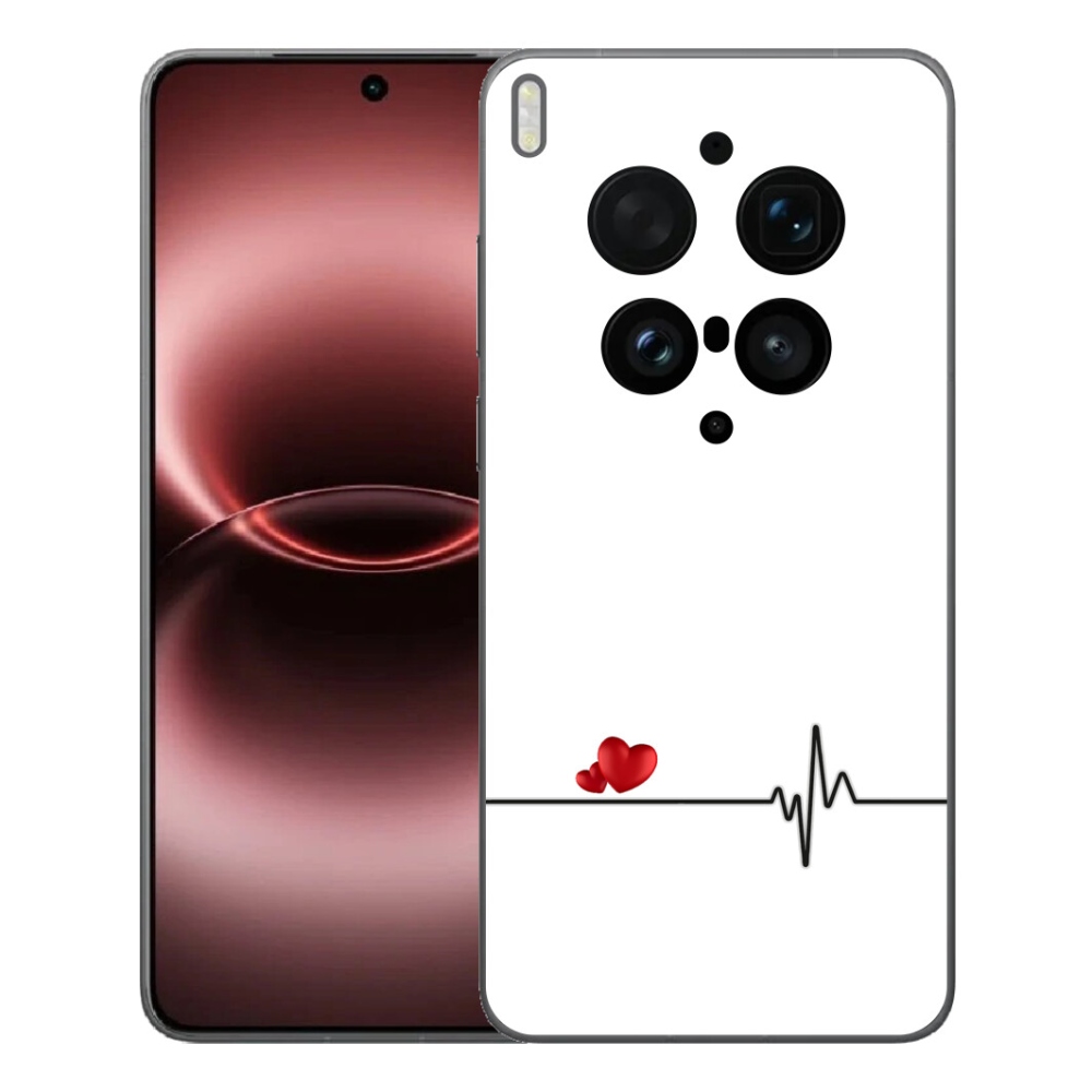 Gelový kryt mmCase na Vivo X300 Ultra - srdce a tep bílé pozadí