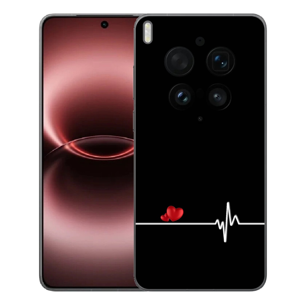 Gelový kryt mmCase na Vivo X300 Ultra - srdce a tep černé pozadí
