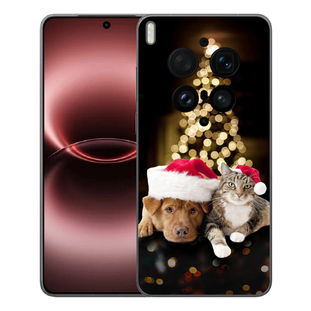 Gelový kryt mmCase na Vivo X300 Ultra - vánoční pes a kočka