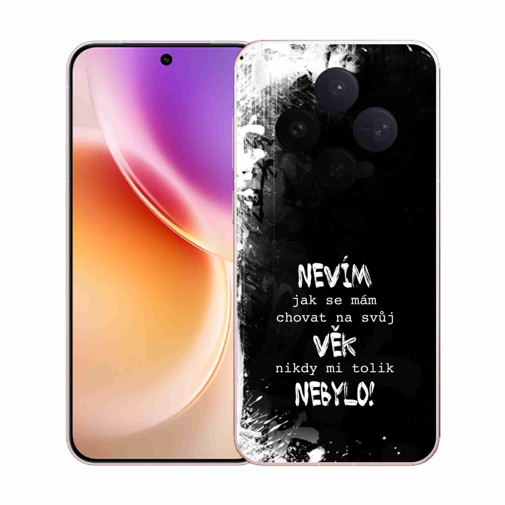 Gelový kryt mmCase na Vivo X300 - vtipný text 14 černé pozadí