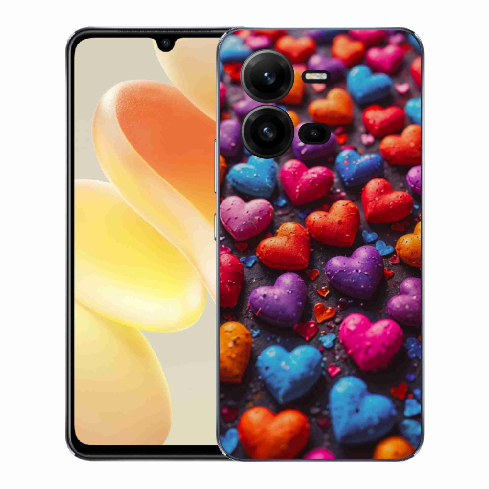 Gelový kryt mmCase na Vivo X80 Lite - barevná srdce