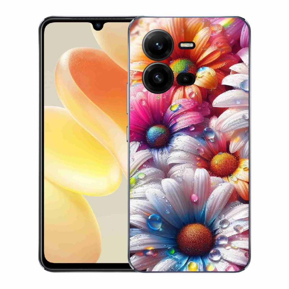 Gelový kryt mmCase na Vivo X80 Lite - barevné kopretiny