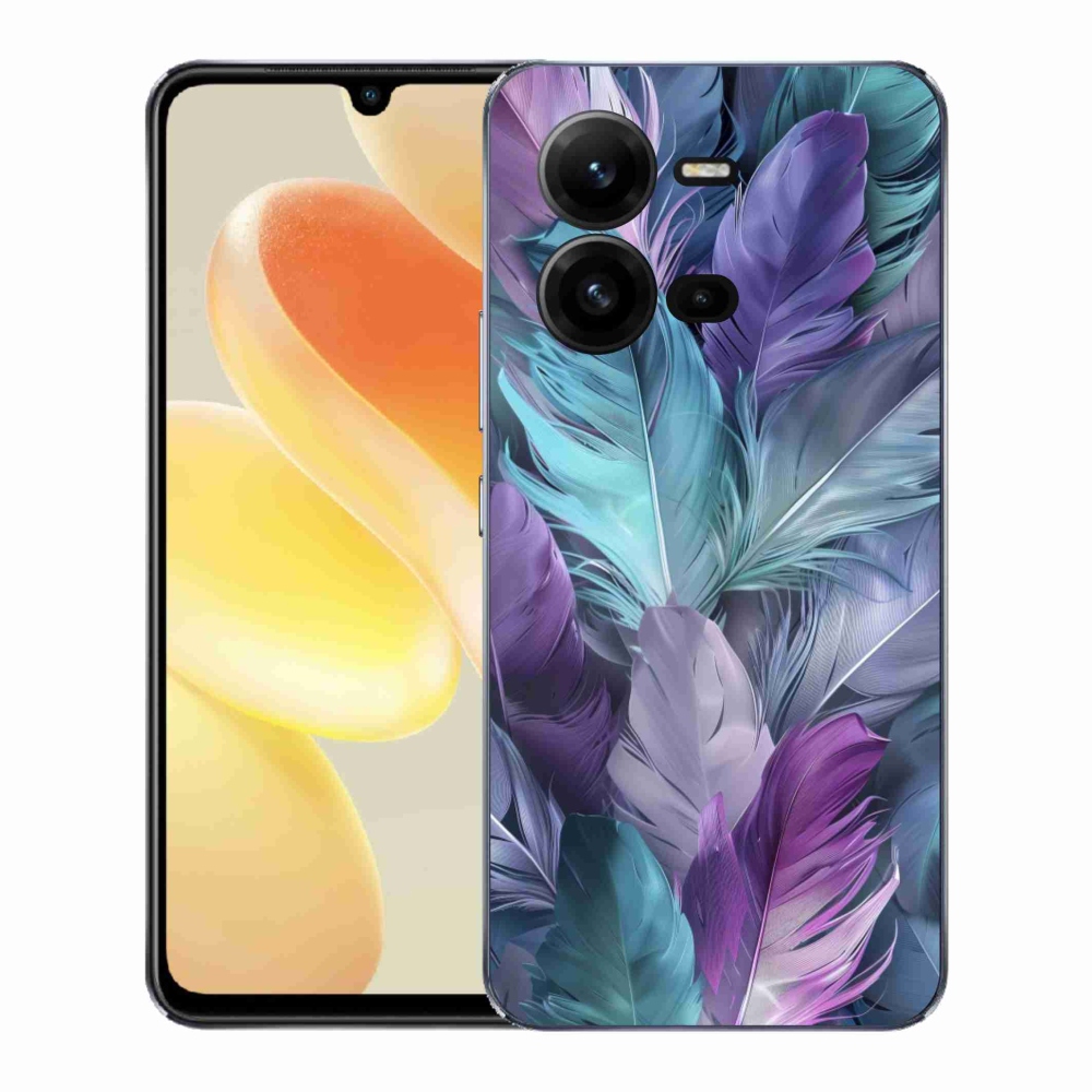 Gelový kryt mmCase na Vivo X80 Lite - barevné peří 2