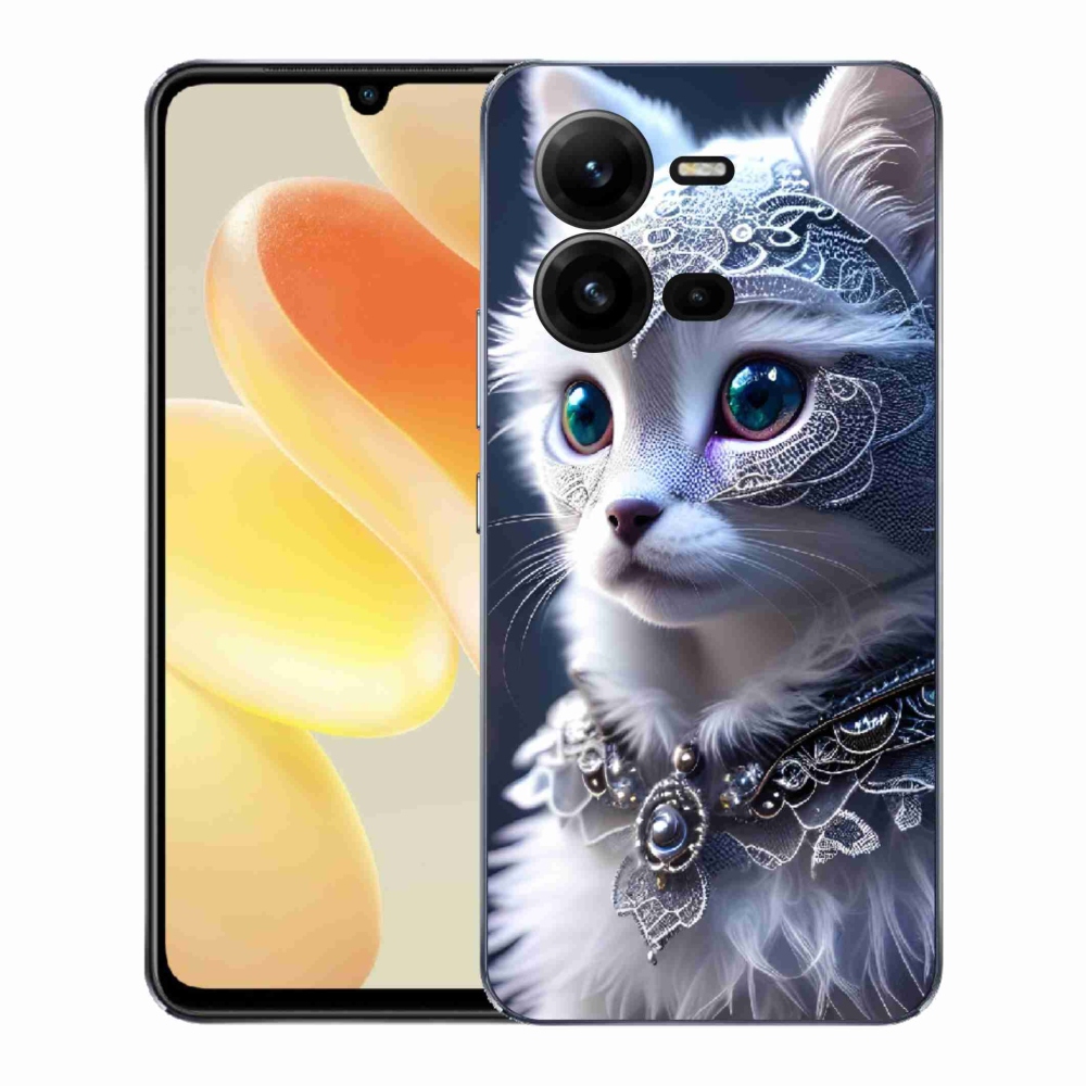 Gelový kryt mmCase na Vivo X80 Lite - bílá kočka