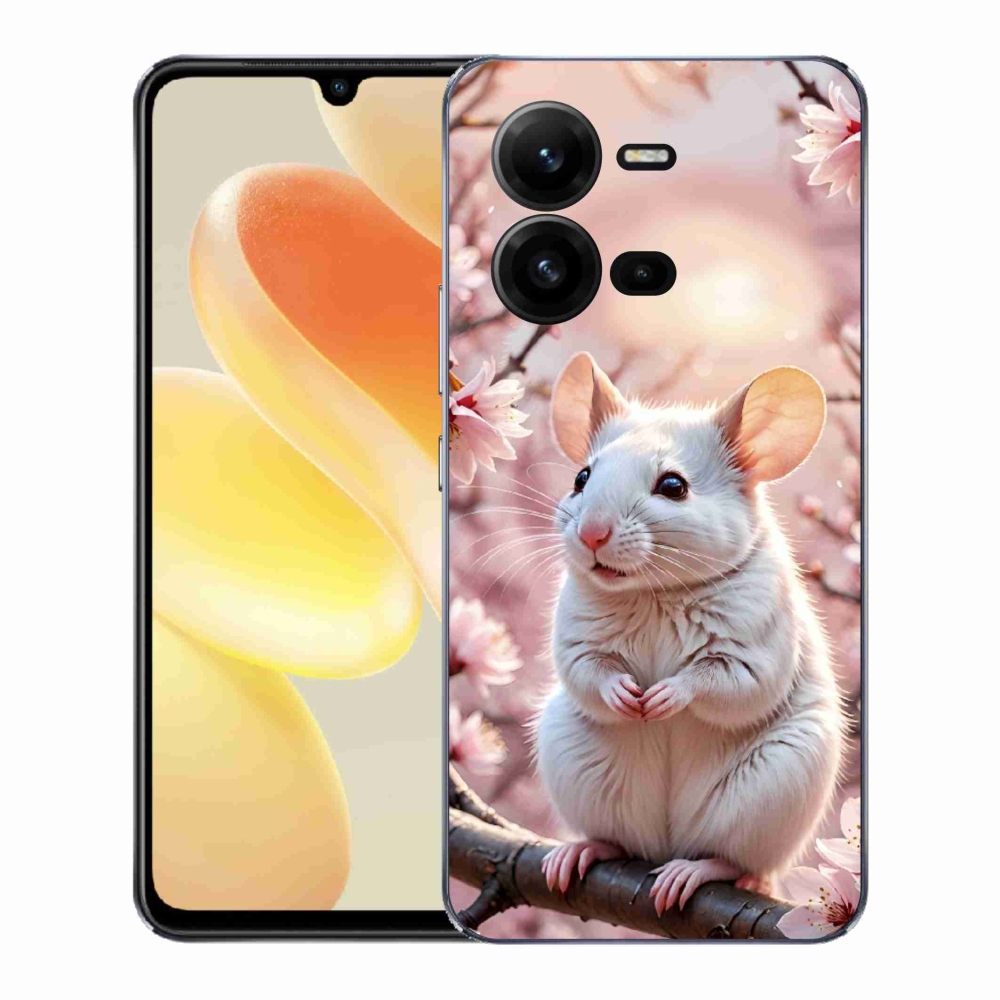 Gelový kryt mmCase na Vivo X80 Lite - bílá myš na větvi