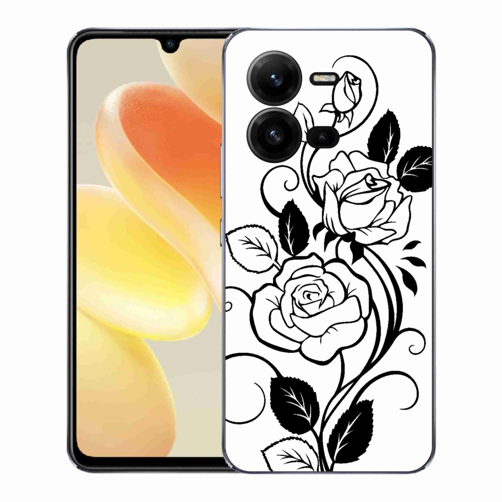 Gelový kryt mmCase na Vivo X80 Lite - černobílá růže