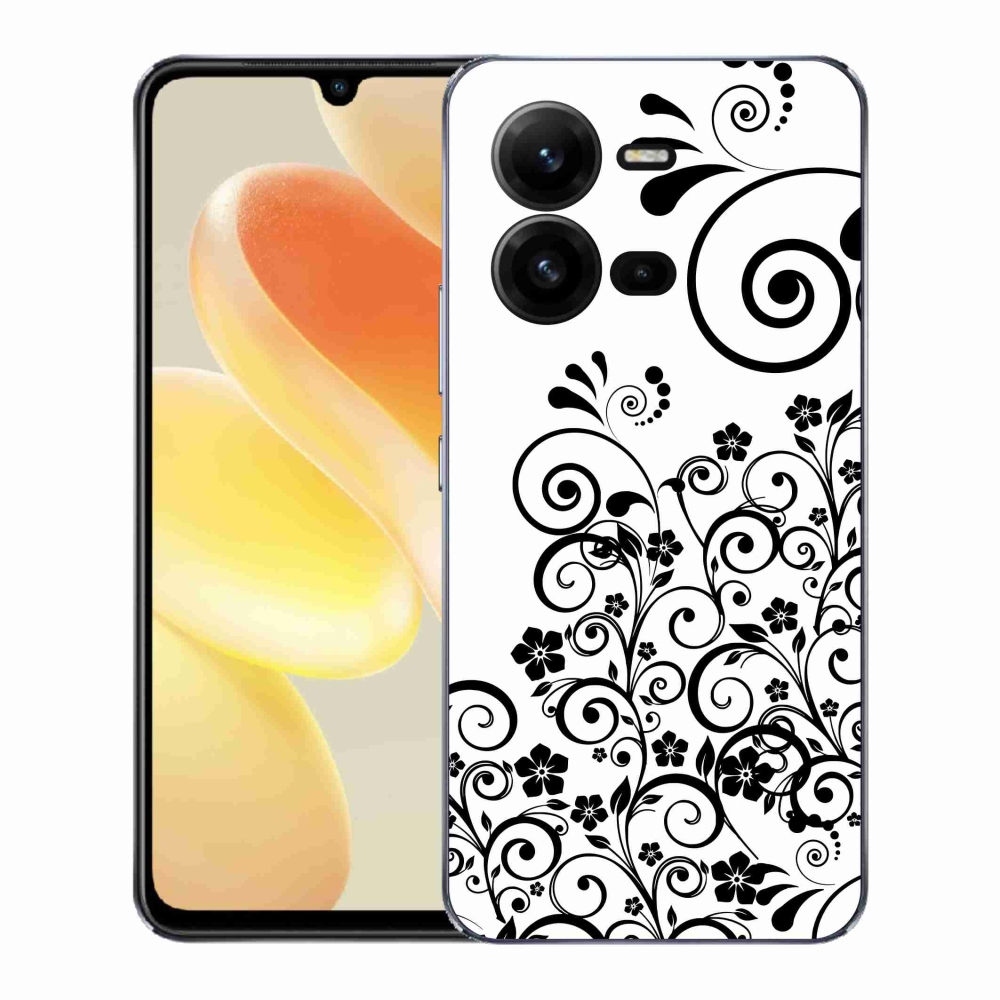 Gelový kryt mmCase na Vivo X80 Lite - černobílé květinové vzory