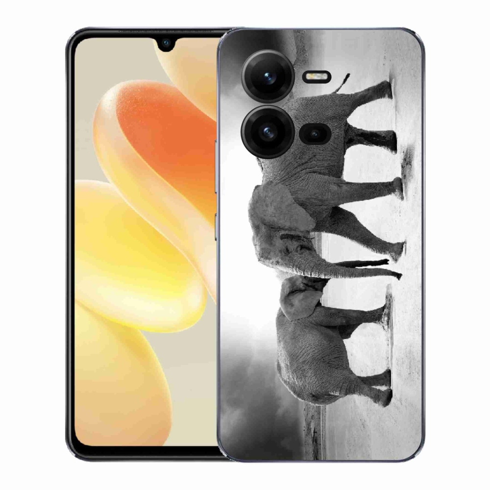 Gelový kryt mmCase na Vivo X80 Lite - černobílí sloni