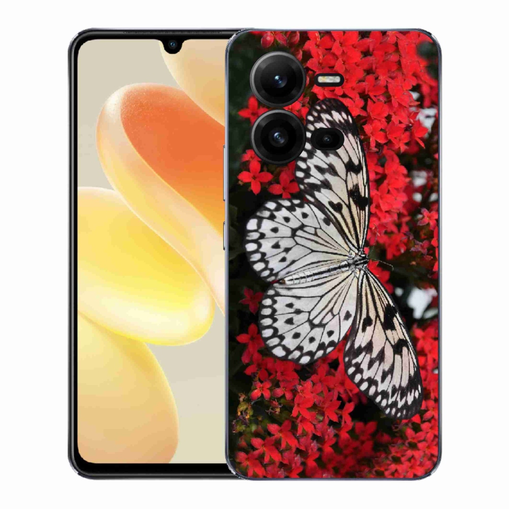 Gelový kryt mmCase na Vivo X80 Lite - černobílý motýl 1