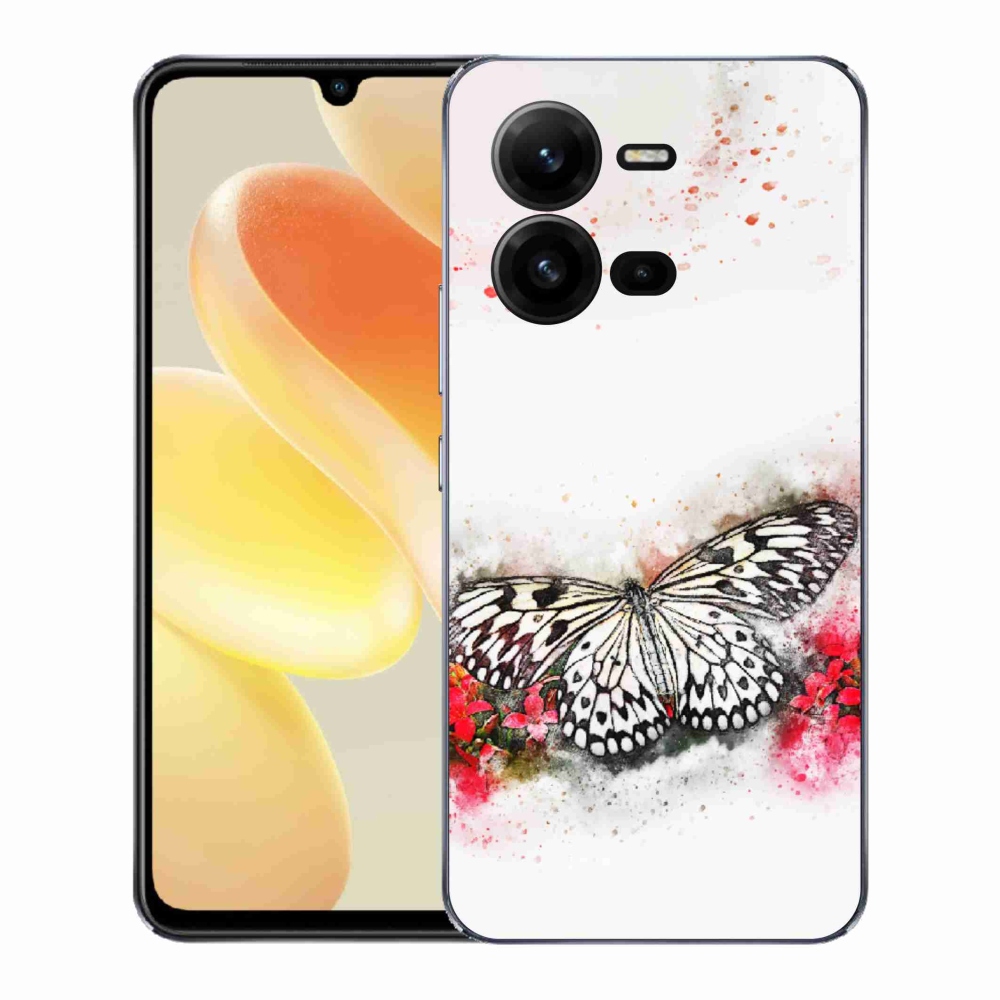 Gelový kryt mmCase na Vivo X80 Lite - černobílý motýl
